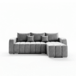 Narożnik z funkcją spania Pufetto uniwersalny L-kształtny z pojemnikiem na pościel szary welur