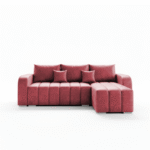 Narożnik z funkcją spania Pufetto uniwersalny L-kształtny z pojemnikiem na pościel różowy welur