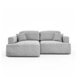 Narożnik z funkcją spania Sunny lewy L-kształtny z pojemnikiem na pościel jasnoszary welur