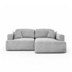 Narożnik z funkcją spania Sunny prawy L-kształtny z pojemnikiem na pościel jasnoszary welur