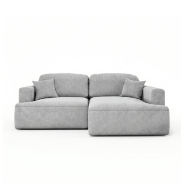 Narożnik z funkcją spania Sunny prawy L-kształtny z pojemnikiem na pościel jasnoszary welur