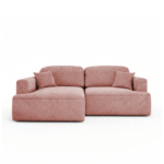 Narożnik z funkcją spania Sunny lewy L-kształtny z pojemnikiem na pościel różowy welur