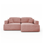 Narożnik z funkcją spania Sunny prawy L-kształtny z pojemnikiem na pościel różowy welur