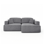 Narożnik z funkcją spania Sunny prawy L-kształtny z pojemnikiem na pościel ciemnoszary welur