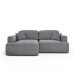 Narożnik z funkcją spania Sunny lewy L-kształtny z pojemnikiem na pościel ciemnoszary welur