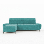 Narożnik z funkcją spania Como uniwersalny L-kształtny z regulowanymi zagłówkami turkusowy welur