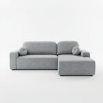 Narożnik z funkcją spania Tori prawy L-kształtny z pojemnikiem na pościel szary welur