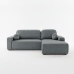 Narożnik z funkcją spania Tori prawy L-kształtny z pojemnikiem na pościel grafitowy welur