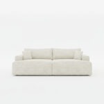 Kanapa z funkcją spania Vela z pojemnikiem na pościel kremowy sztruks