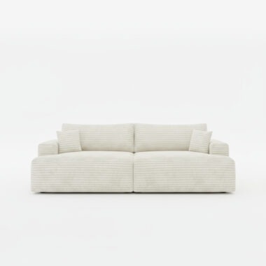 Kanapa z funkcją spania Vela z pojemnikiem na pościel kremowy sztruks