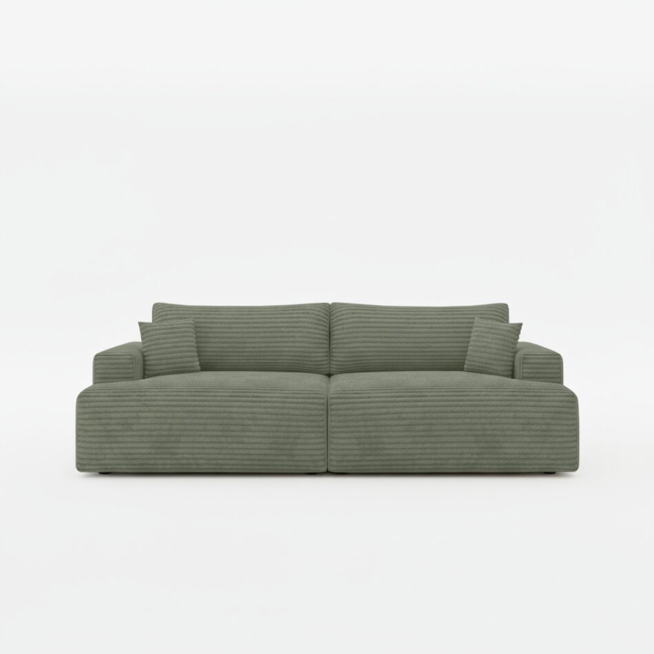 Kanapa z funkcją spania Vela z pojemnikiem na pościel oliwkowy sztruks