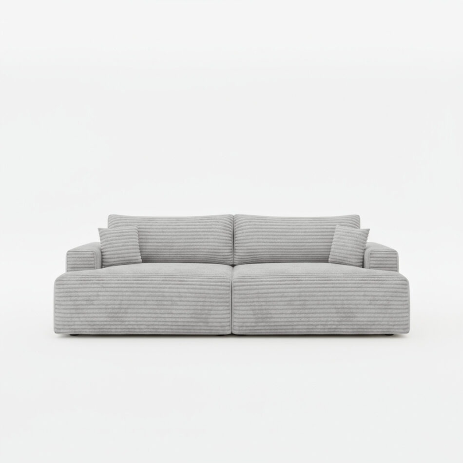 Kanapa z funkcją spania Vela z pojemnikiem na pościel szary sztruks