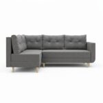 Narożnik z funkcją spania Baldur L lewy z pojemnikiem na pościel szara plecionka