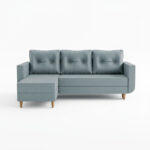 Narożnik z funkcją spania Baldur uniwersalny L-kształtny z pojemnikiem na pościel szary welur