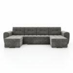 Narożnik z funkcją spania Bari U-kształtny z pojemnikiem na pościel szary welur