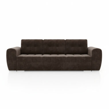 Kanapa z funkcją spania Bari z pojemnikiem na pościel brązowy welur