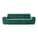 Kanapa z funkcją spania Bari z pojemnikiem na pościel butelkowa zieleń welur