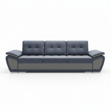 Kanapa z funkcją spania Enzo z pojemnikiem na pościel grafitowy welur z szarą ekoskórą