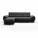 Narożnik z funkcją spania Enzo uniwersalny L-kształtny z pojemnikiem na pościel szary welur z czarną ekoskórą