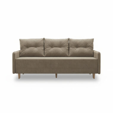 Kanapa z funkcją spania Fern z pojemnikiem na pościel beżowa plecionka