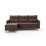 Narożnik z funkcją spania Fern uniwersalny L-kształtny z pojemnikiem na pościel brązowa plecionka