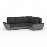 Narożnik z funkcją spania Fly L prawy z pojemnikiem na pościel czarno-szary plusz