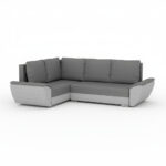 Narożnik z funkcją spania Fly L lewy z pojemnikiem na pościel szaro-szary plusz