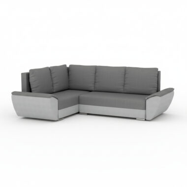 Narożnik z funkcją spania Fly L lewy z pojemnikiem na pościel szaro-szary plusz