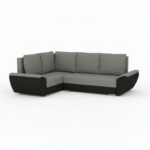 Narożnik z funkcją spania Fly L lewy z pojemnikiem na pościel szaro-czarny plusz