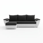 Narożnik z funkcją spania Fly uniwersalny L-kształtny z pojemnikiem na pościel czarno-biały plusz