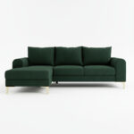 Narożnik z funkcją spania Instra lewy L-kształtny z pojemnikiem na pościel butelkowa zieleń welur