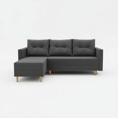 Narożnik z funkcją spania Ivar uniwersalny L-kształtny z pojemnikiem na pościel ciemnoszara plecionka