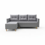 Narożnik z funkcją spania Ivar uniwersalny L-kształtny z pojemnikiem na pościel jasnoszara plecionka