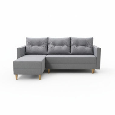 Narożnik z funkcją spania Ivar uniwersalny L-kształtny z pojemnikiem na pościel jasnoszara plecionka