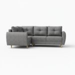 Narożnik z funkcją spania Manstad L lewy z pojemnikiem na pościel szara plecionka