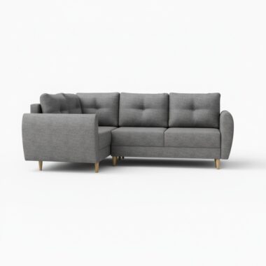 Narożnik z funkcją spania Manstad L lewy z pojemnikiem na pościel szara plecionka