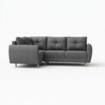 Narożnik z funkcją spania Manstad L lewy z pojemnikiem na pościel ciemnoszara plecionka