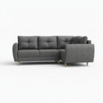 Narożnik z funkcją spania Manstad L prawy z pojemnikiem na pościel ciemnoszara plecionka