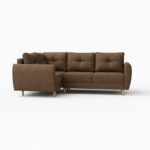 Narożnik z funkcją spania Manstad L lewy z pojemnikiem na pościel brązowa plecionka