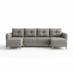 Narożnik z funkcją spania Manstad U-kształtny z pojemnikiem na pościel jasnoszara plecionka