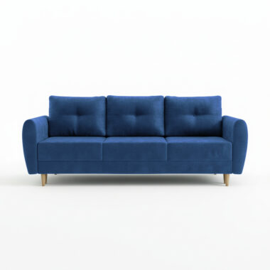 Kanapa z funkcją spania Manstad z pojemnikiem na pościel granatowy welur