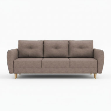 Kanapa z funkcją spania Manstad z pojemnikiem na pościel ciemnobeżowa plecionka