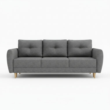 Kanapa z funkcją spania Manstad z pojemnikiem na pościel ciemnoszara plecionka