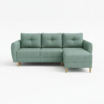 Narożnik z funkcją spania Manstad uniwersalny L-kształtny z pojemnikiem na pościel miętowa plecionka