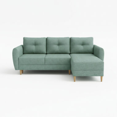 Narożnik z funkcją spania Manstad uniwersalny L-kształtny z pojemnikiem na pościel miętowa plecionka