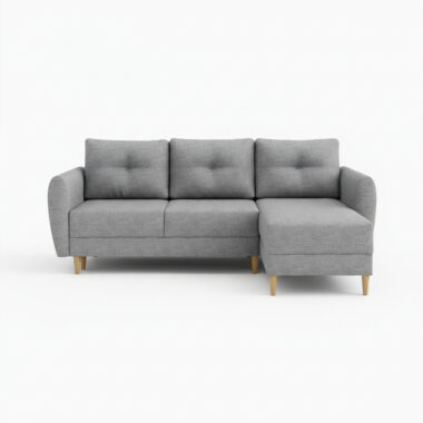 Narożnik z funkcją spania Manstad uniwersalny L-kształtny z pojemnikiem na pościel szara plecionka