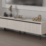 Duża Szafka RTV Osaka beż piaskowy z trzema szufladami