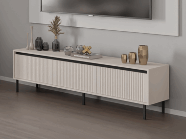 Duża Szafka RTV Osaka beż piaskowy z trzema szufladami