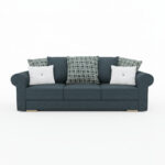 Kanapa z funkcją spania Sofia z pojemnikiem na pościel niebieska plecionka