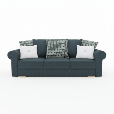 Kanapa z funkcją spania Sofia z pojemnikiem na pościel niebieska plecionka